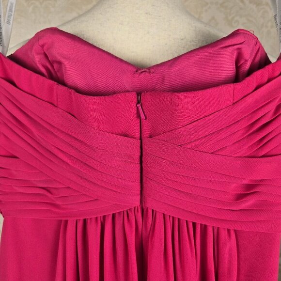 David's Bridal Size 4 Strapless Pink Floor Length Gown Pleated Top Flowy Skirt - Picture 10 of 12